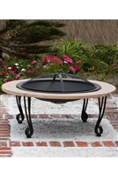 39" Wood Burning Fire Pit w/Black Enamel Bowl & Fire Screen