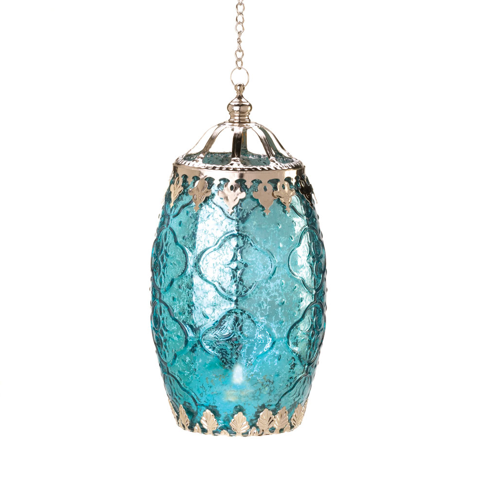 Aquamarine Filigree Candle Lantern