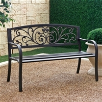 Outdoor Living Garden Bench in Rustic Metal Finish