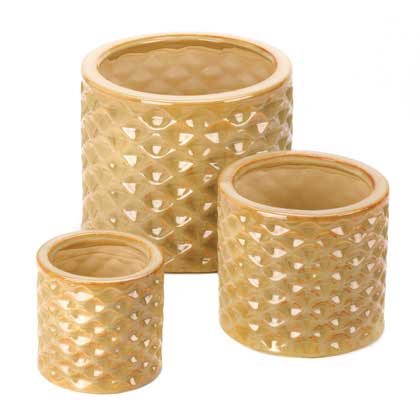 Taupe Faceted Planter Trio