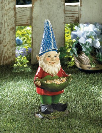 Bird Feeder Gnome Solar Garden Statue