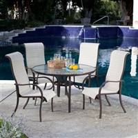 Outdoor Living Patio Dining Set w/High Back Padded Sling Seats