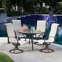 Outdoor Living Patio Dining Set w/Padded Sling Rocker