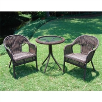 Outdoor Living Wicker Resin Patio Furniture Bistro Set in Mocha